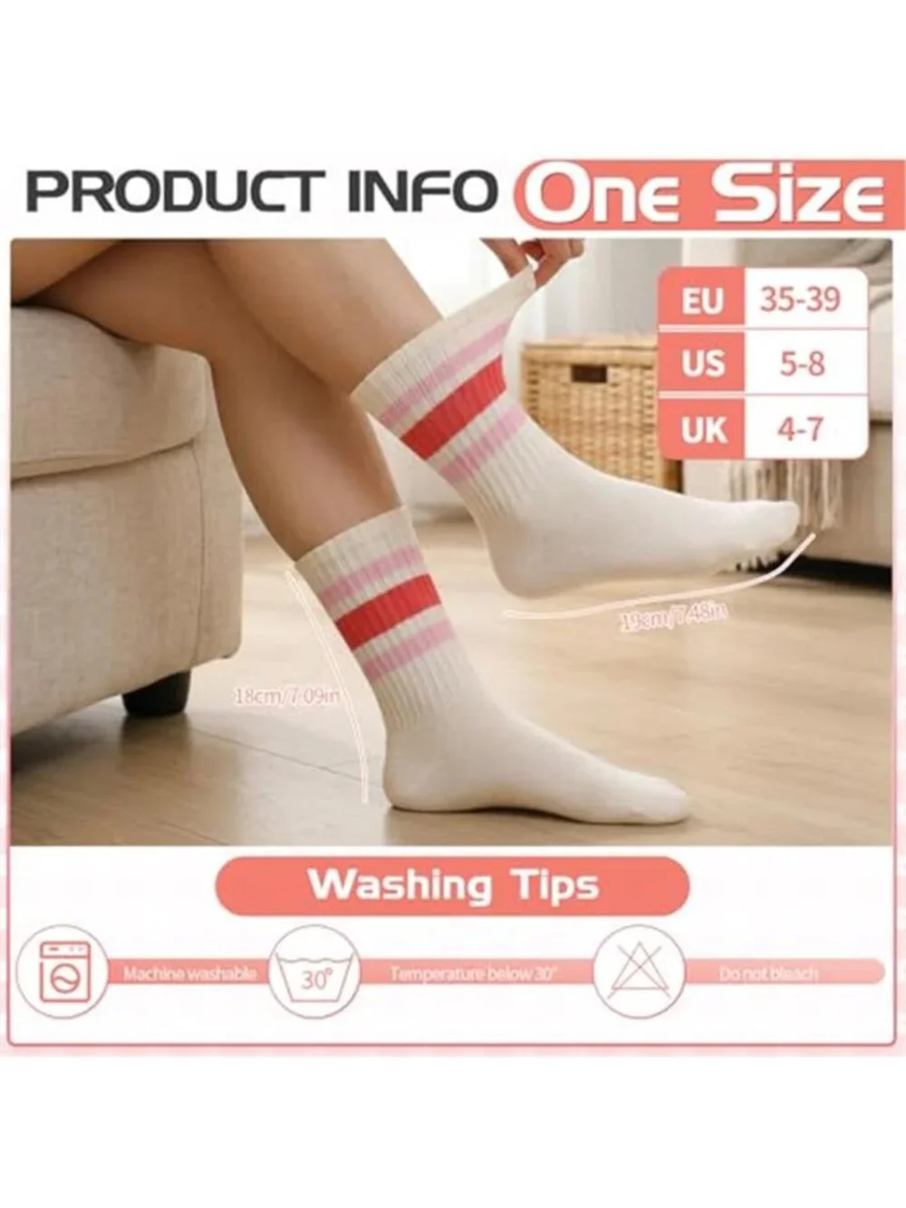 6 Pair Retro Striped Athletic Crew Socks for Men Women